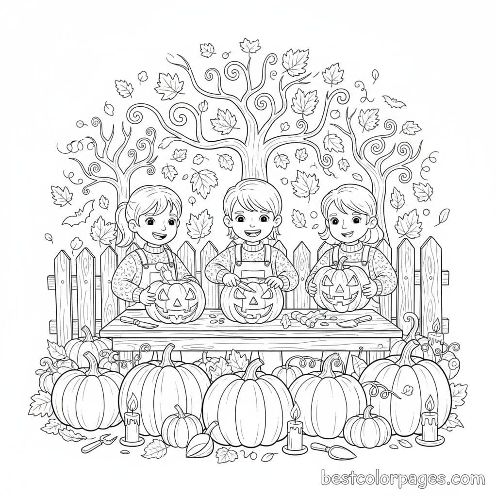 Pumpkin Carving Extravaganza with Kids - Free Printable Coloring Page